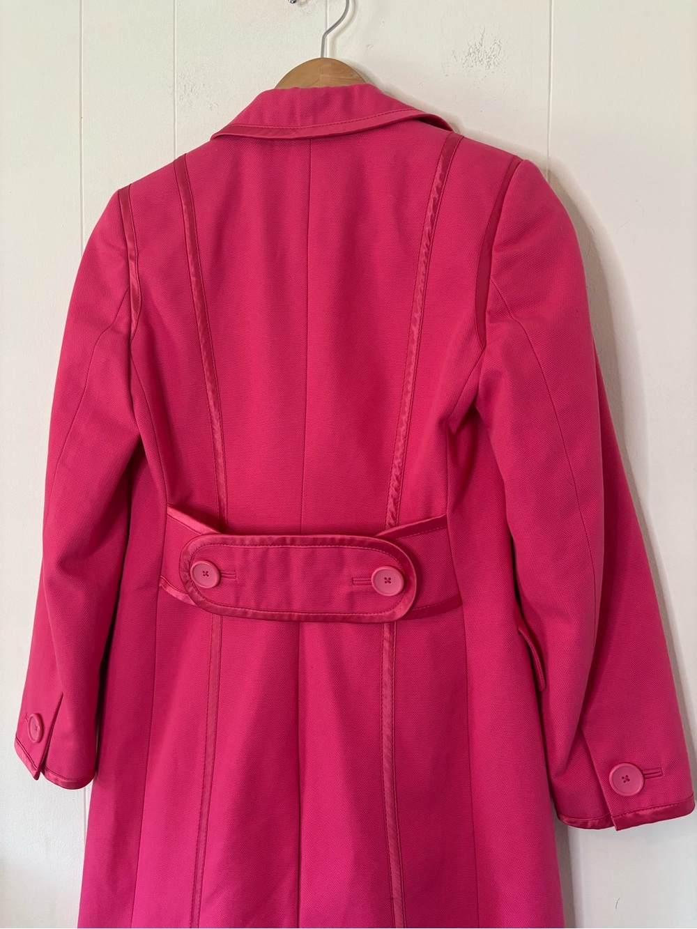 VTG Banana Republic Hot Pink Long Trench Coat, 2000s, Button Down, Cotton, XS - Picture 5 of 15